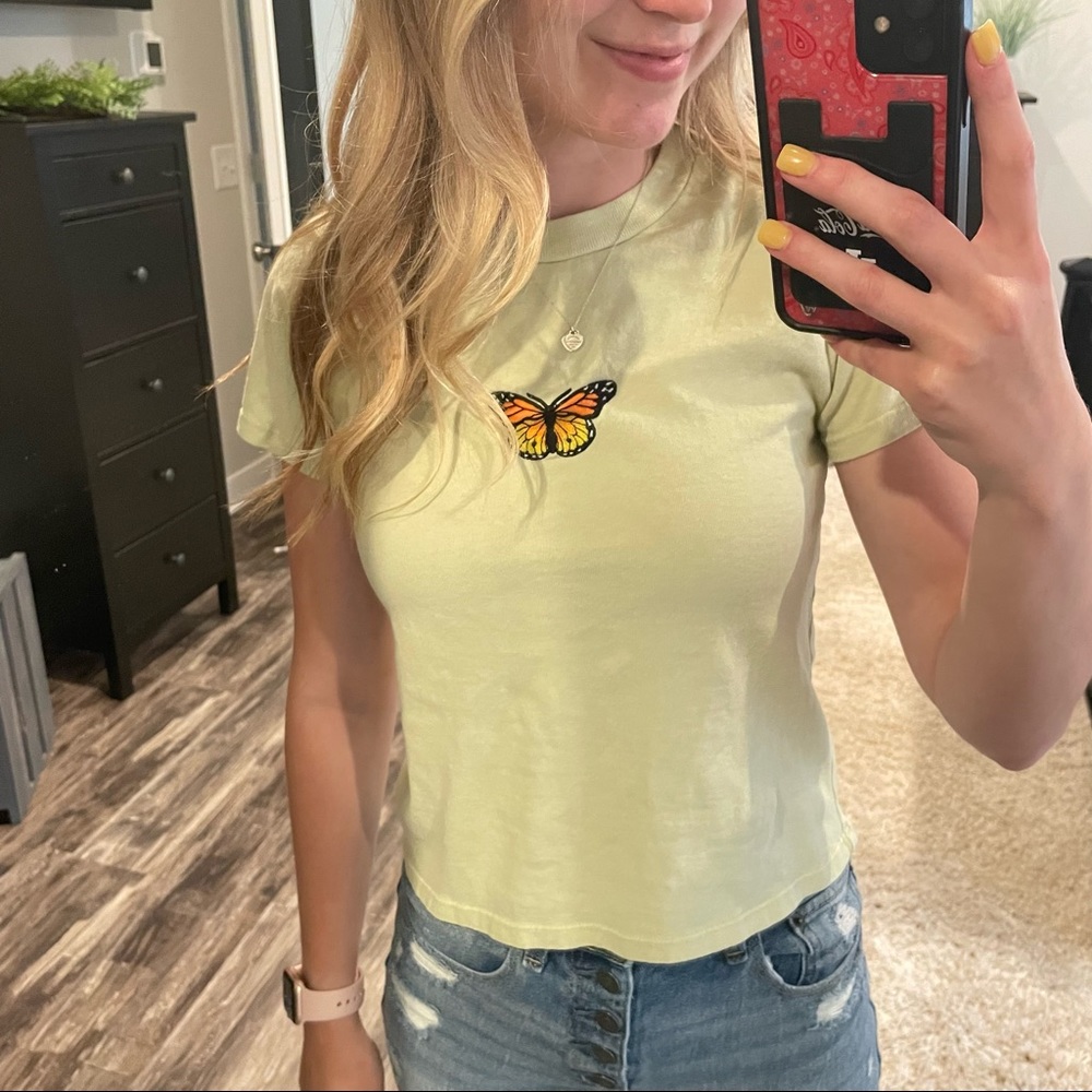 Brandy Melville butterfly baby tee